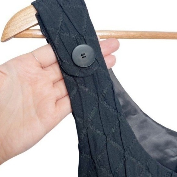 Mango MNG NWT Black Quilted Pinafore Mini Dress Pockets 439Sally Womens Size M - Picture 3 of 8